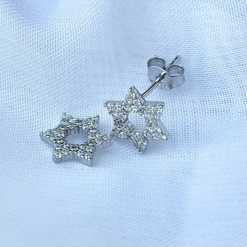 עגיל מגן דוד משובץ