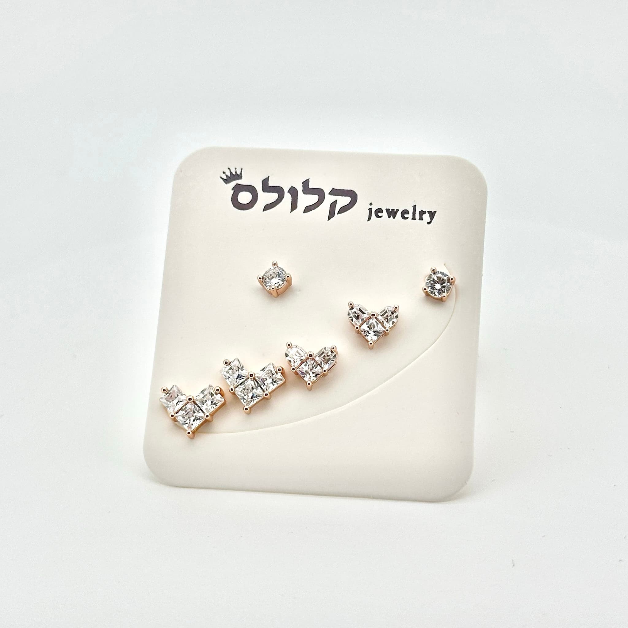 סט עגילי לב זרקון