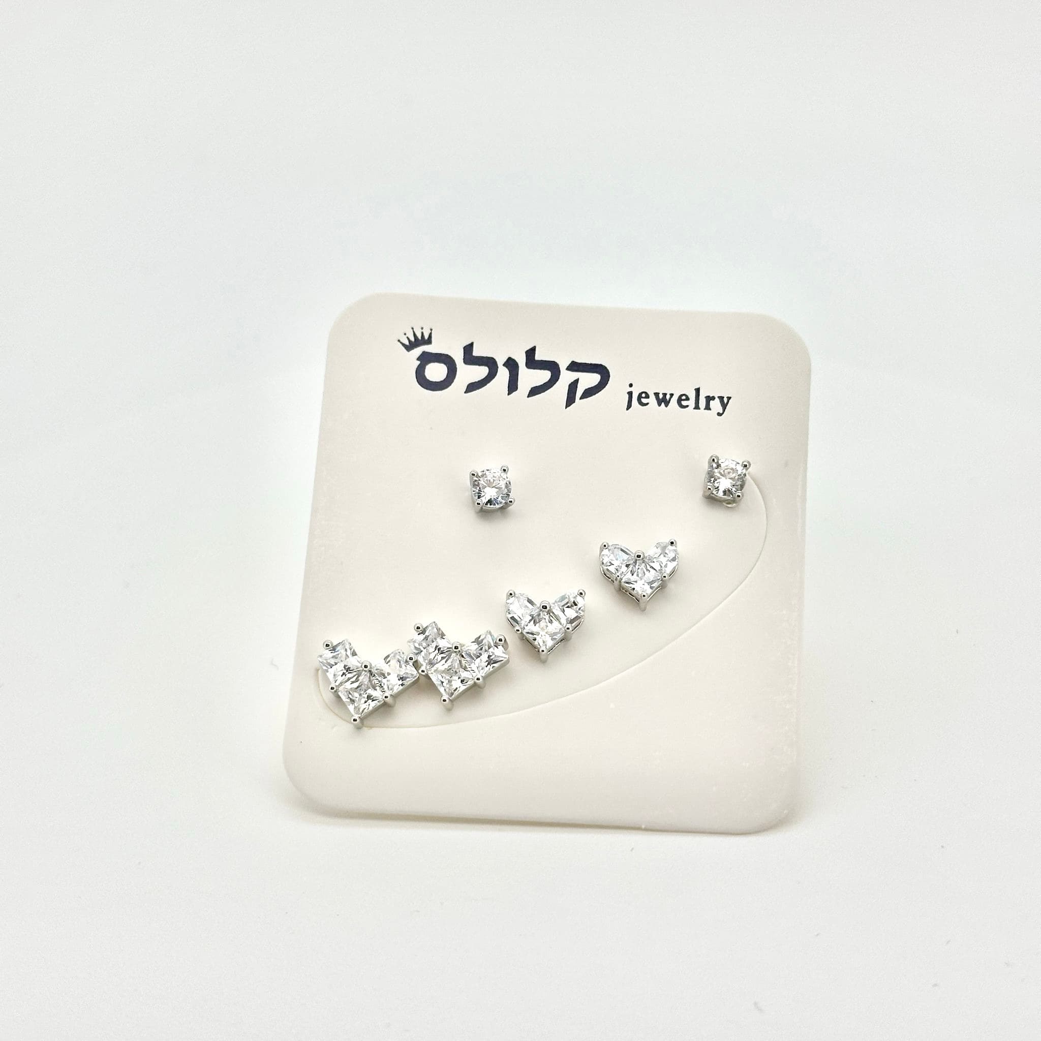 סט עגילי לב זרקון