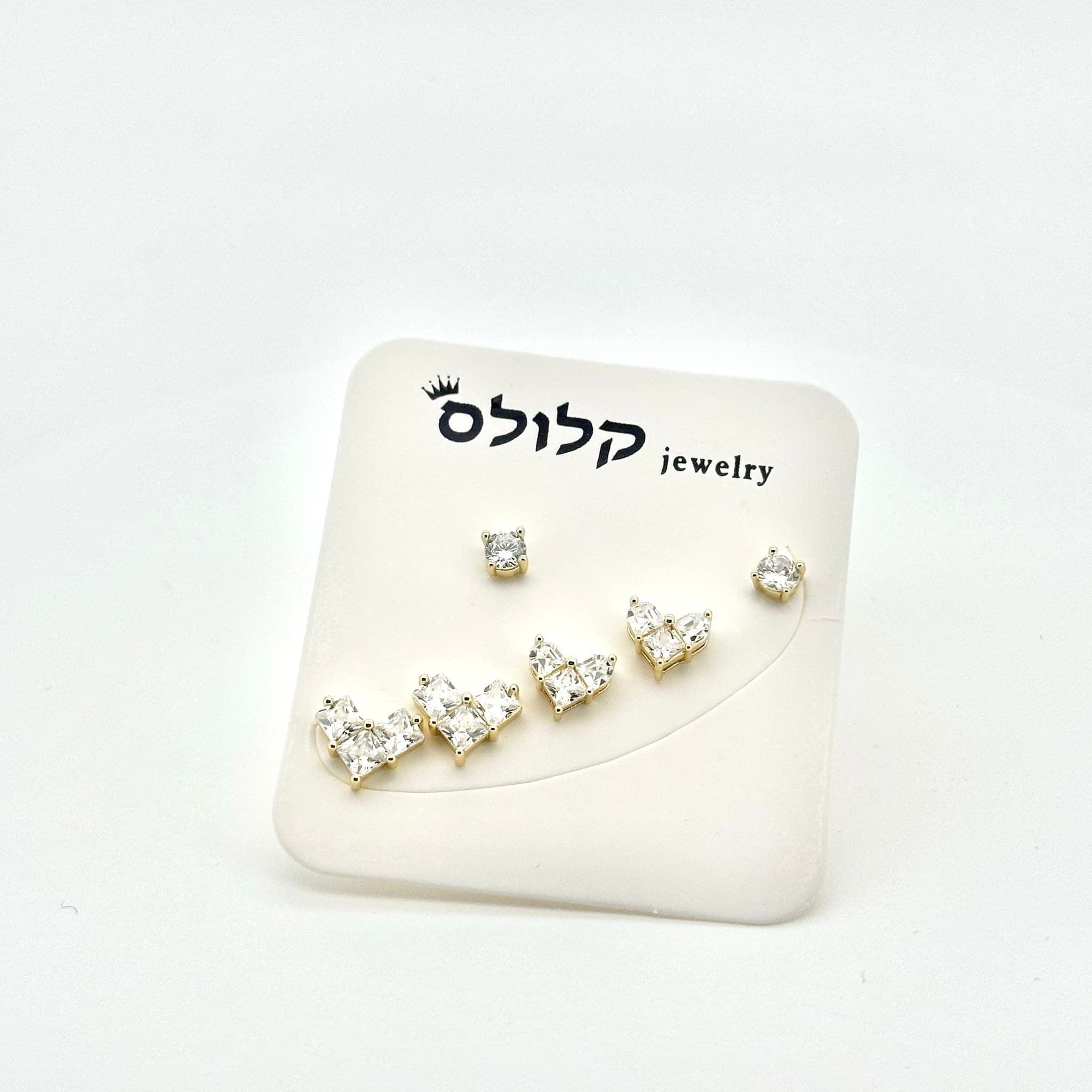 סט עגילי לב זרקון 3