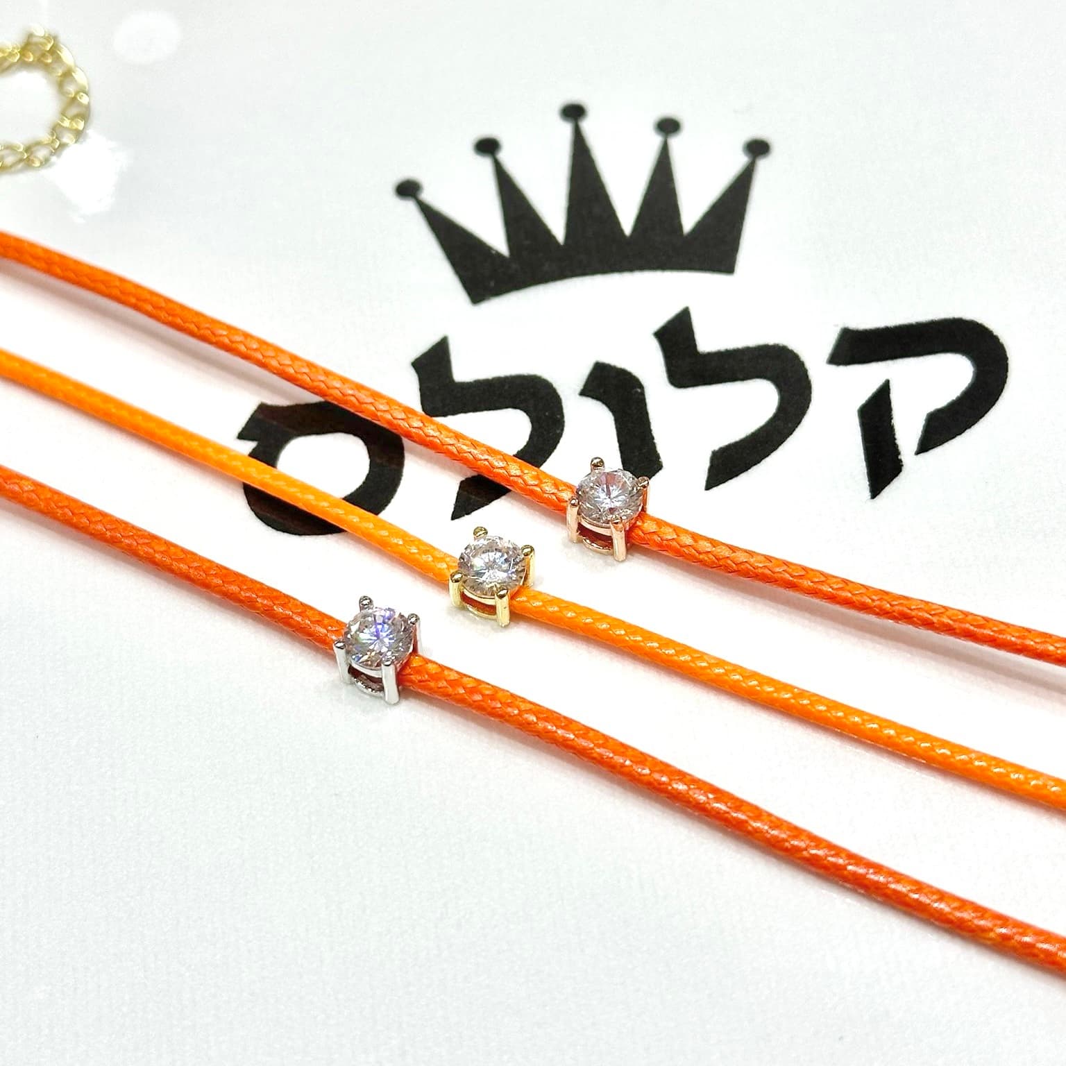 שרשרת חוט עור כתומה 3