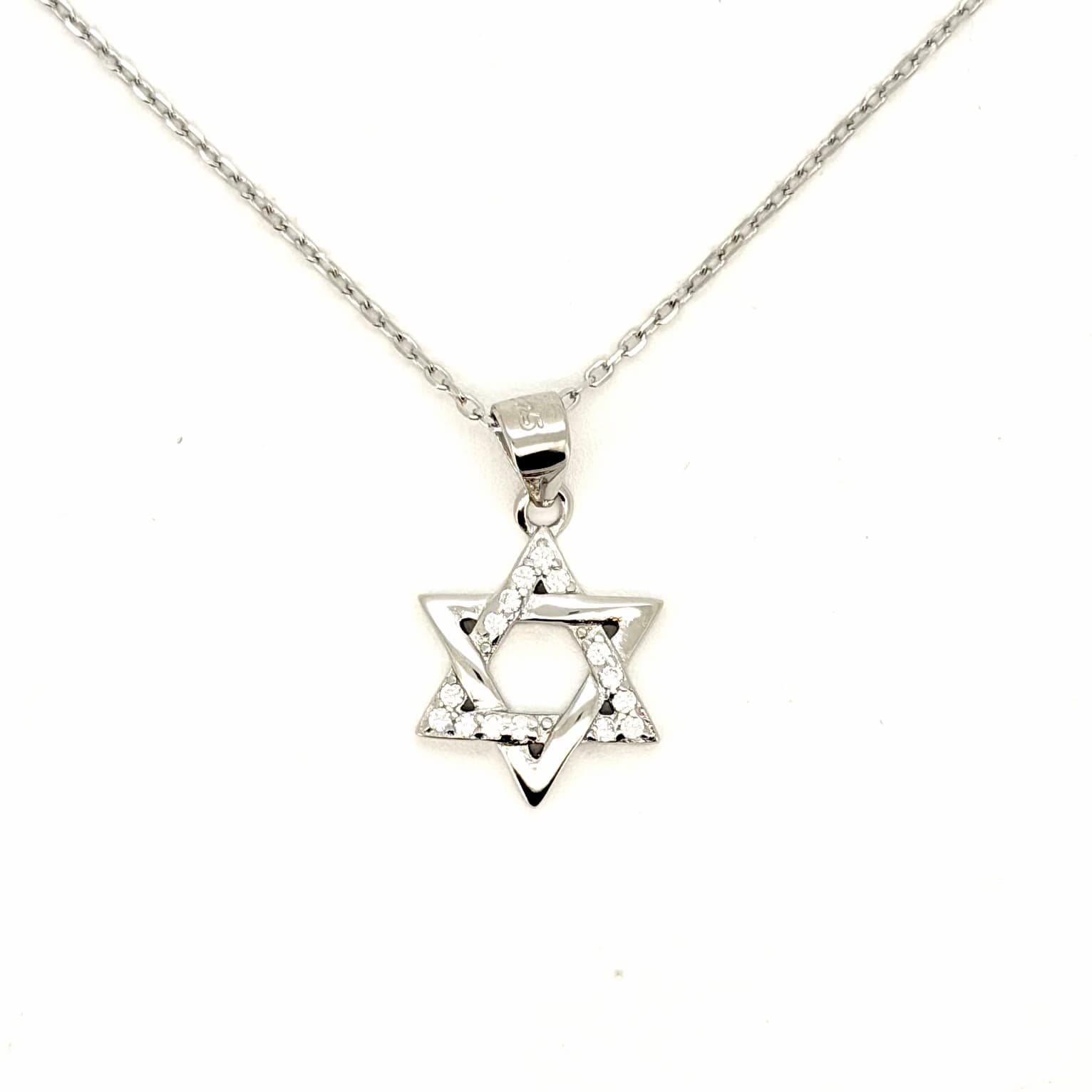 שרשרת מגן דוד חצי משובץ